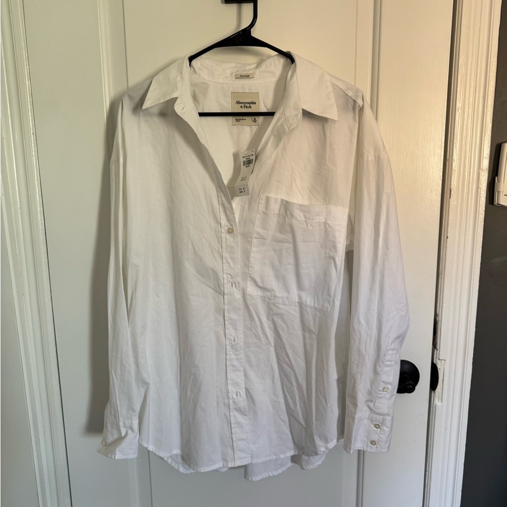 Abercrombie & Fitch White Casual Button Down Shirt